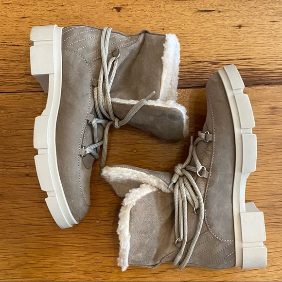 Avellini Made in Portugal Suede Leather Lace-Up Chunky Boots SZ 6.5 US Taupe - Picture 3 of 9